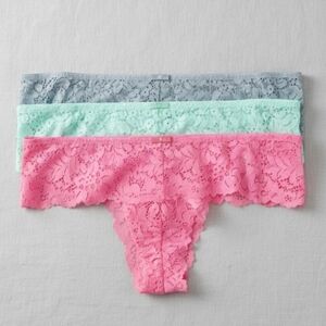 NEW! Hush Lace Panties Set - Pink, Mint, Gray Sz Large NWT
